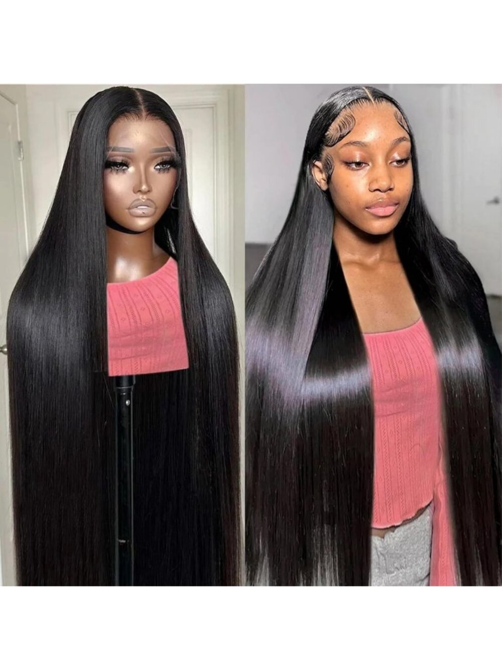13x6 Lace Front Wigs Human Hair 200 Density Straight Wig 30 Inch